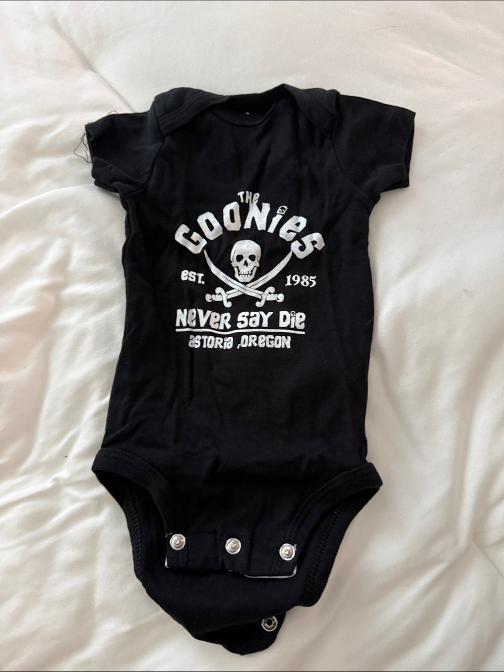 The Goonies Black Baby One-Piece Bodysuit - Never Say Die